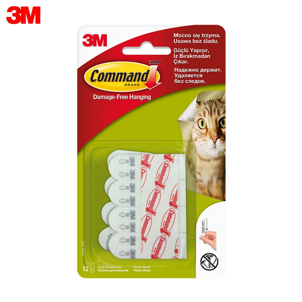 Picture Hangers 3M 17024 Home Improvement Hardware Fasteners binding clamp clamping bracing fastening fastener fixation hooks hook Poster strips white 12 PCs sellotape tape adhesive tape duct tape sticky adhesive tape afbeelding