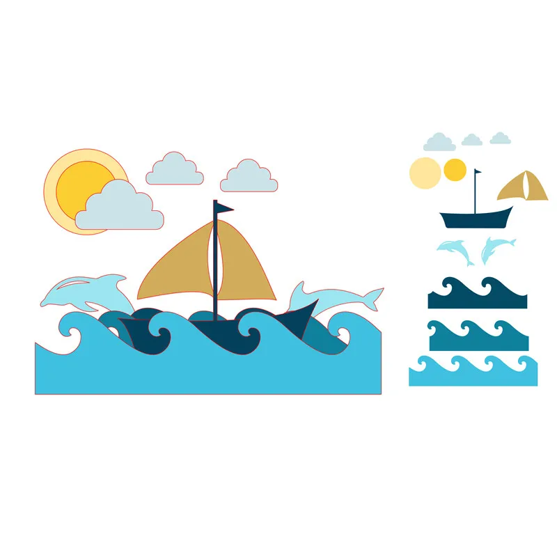 

Naifumodo Ocean Boat Metal Cutting Dies for Card Making Scrapbooking Dies Embossing Stencil Craft Frame Couple Dies 2019