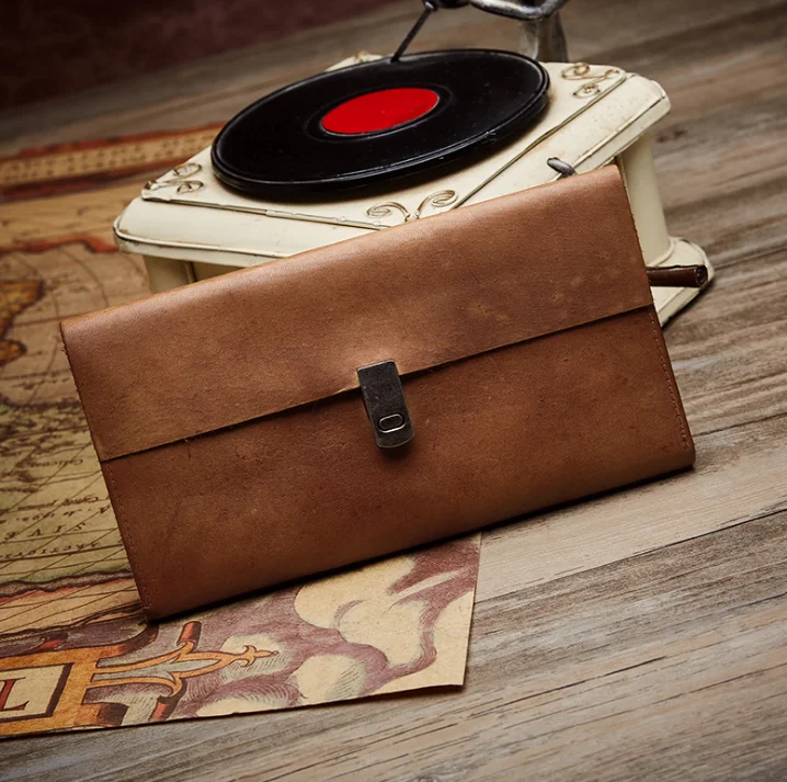 

Fashionable First Layer Cowhide Wallet Long High Quality Vintage Men Wallets Credit ID Holder Unisex New Cartera Hombre D967