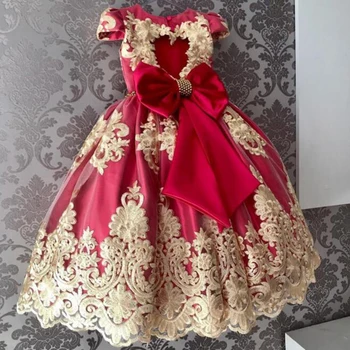 

2020 New Summer Elegant Kids Dresses For Girls Dress Birthday Party Dress Flower Embroidery Ball Gown Children's Backless Clothe