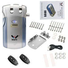 WAFU WF-018 Wireless Remote Control Lock Security Invisible Keyless Door Entry Intelligent Lock Zinc Alloy with 4 Remote Keys