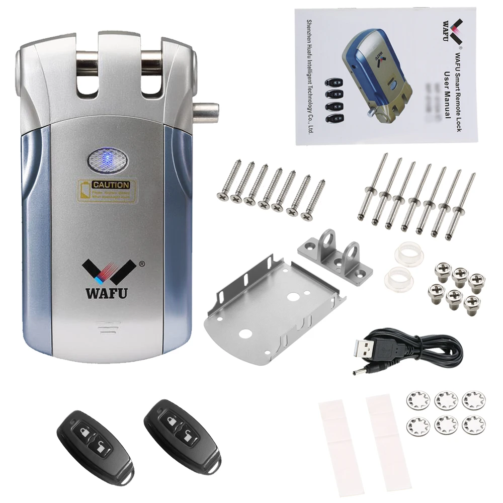

WAFU WF-018 Wireless Remote Control Lock Security Invisible Keyless Door Entry Intelligent Lock Zinc Alloy with 4 Remote Keys
