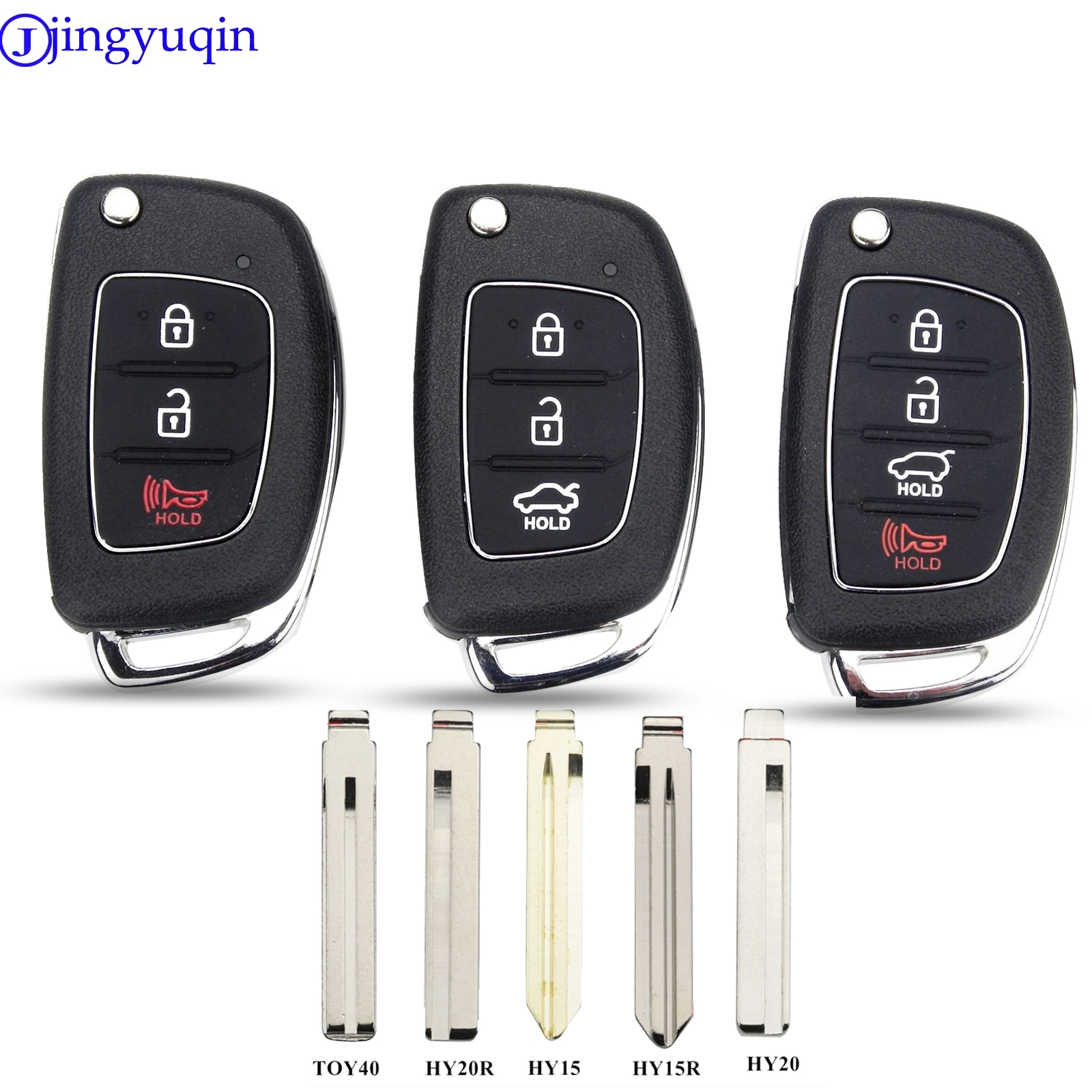 3 Button Car Remote Key Fob Case Shell Cover with Uncut Key Blade for Hyundai