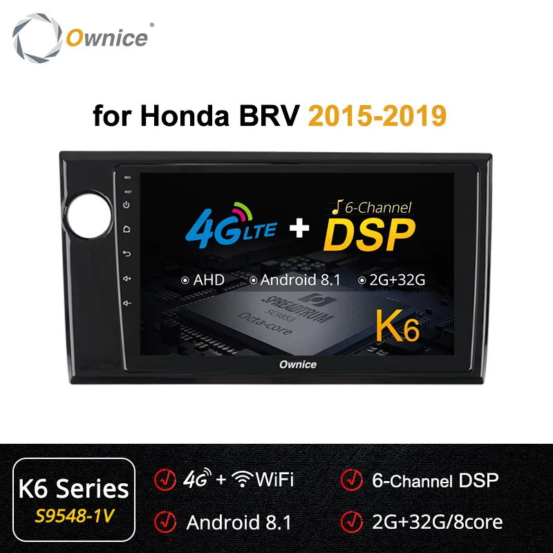 Ownice 4 Гб+ 64 Гб Android9.0 K3 K5 K6 Автомобильный DVD Радио для Honda BR-V/BRV gps Navi 360 Panorama DSP 4G SPDIF - Цвет: S9548-1 K6