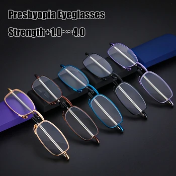 

Portable Folding Reading Glasses Women Men Metal Frame Eyeglass With Case Magnifier Eyewear +1.0 +1.5 +2.0 +2.5 +3.0 +3.5 +4.0