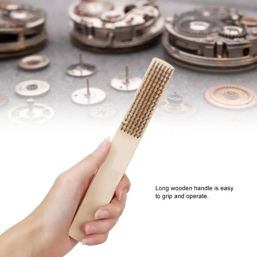 Wooden Handle Copper Wire Wristwatch Cleaning Brush Watch Repairing Accessory Tool CopperWire Brush Quality Watch Repair Tool l