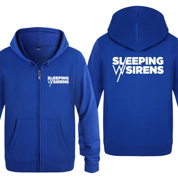 

SLEEPING WITH SIRENS Rock Music Sweatshirts Men 2018 Mens Zipper Hooded Fleece Hoodies Cardigans