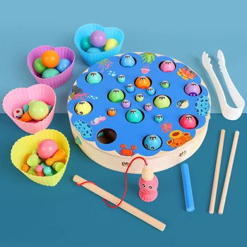

Children Early Learning Magnetic Fishing Puzzle Clips Beads Training Baby Fine Action Toys