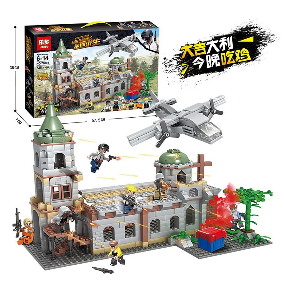 

New 728PCS Small Building Blocks Compatible with Legoinglys City Game PUBG Church Toys for Children Girls Boys Gift DIY