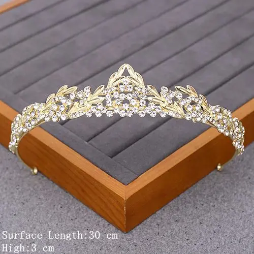 Light Gold Роскошные Свадебные короны и диадемы, свадебные аксессуары для волос, Золотая тиара, стразы, свадебная корона, диадема, головной убор - Окраска металла: Light Gold