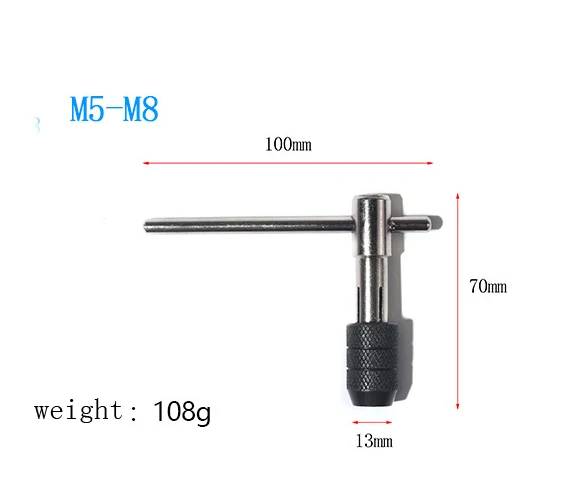 Tap Wrench  Set ScrewT-shaped Wrench Threading Tapping Hand Tool Kit Set 5