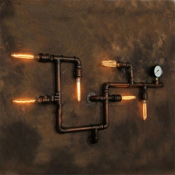 

American Retro Industrial Style LED E27 Wall Lamps Iron Pipe Wall Light Lighting Parlor Cafe Bar Kitchen Home Decor Wall Lamp