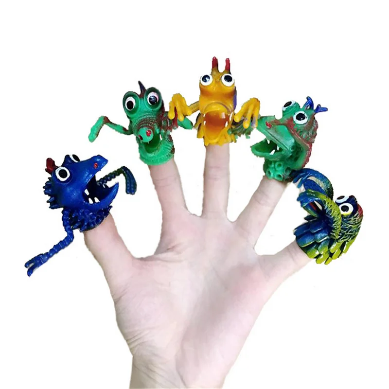 5 Pcs 1Lots Plastic Simulation Animal Finger Hand Puppet Spoof Toy Storytelling Prop Boy And Girl 1