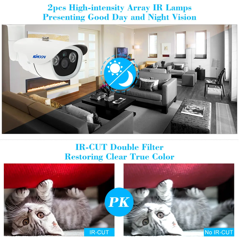 KKMOON 1080P AHD CCTV камера 2.0MP 3 6 мм 1/3 &quotCMOS 2 Массив ИК светодиодов ночного видения