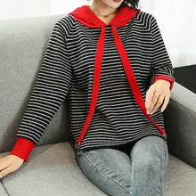^^Best Offers Woman Autumn Spring Pullover Sweaters Red Hood Black White Cross Stripes Knitted Tops Women Casual Patchwork Hoodies Knitwear ^^Best Offers Woman Autumn Spring Pullover Sweaters Red Hood Black White Cross Stripes Knitted Tops Women Casual Patchwork Hoodies Knitwear
