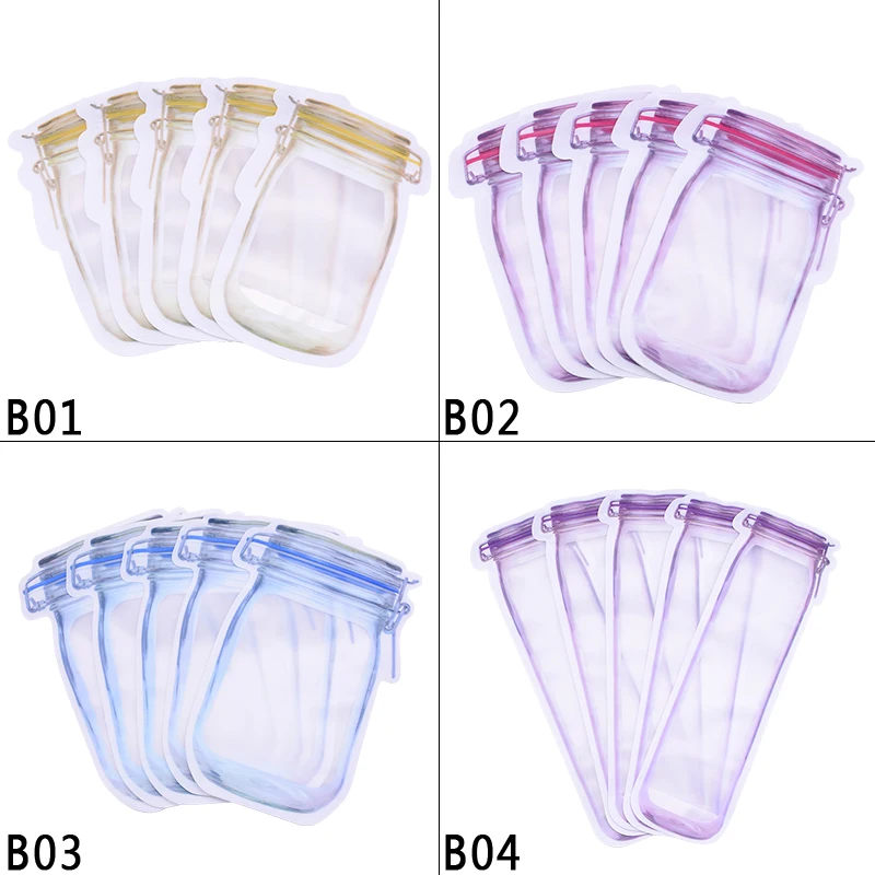 5 шт., прозрачная многоразовая сумка на молнии для кухонных орехов, Герметичная сумка для хранения закусок для путешествий