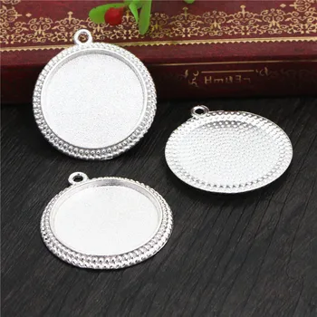 

New Fashion 3pcs 25mm Inner Size Silver Plated Vintage Cabochon Base Setting Charms Pendant (A4-42)