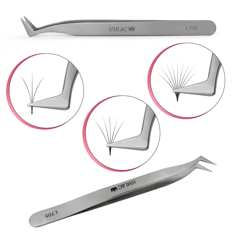

2020 New Arrival volume eyelash extension tweezers curved stainless steel tweezers for lash extension fit for 3D-6D volume fans