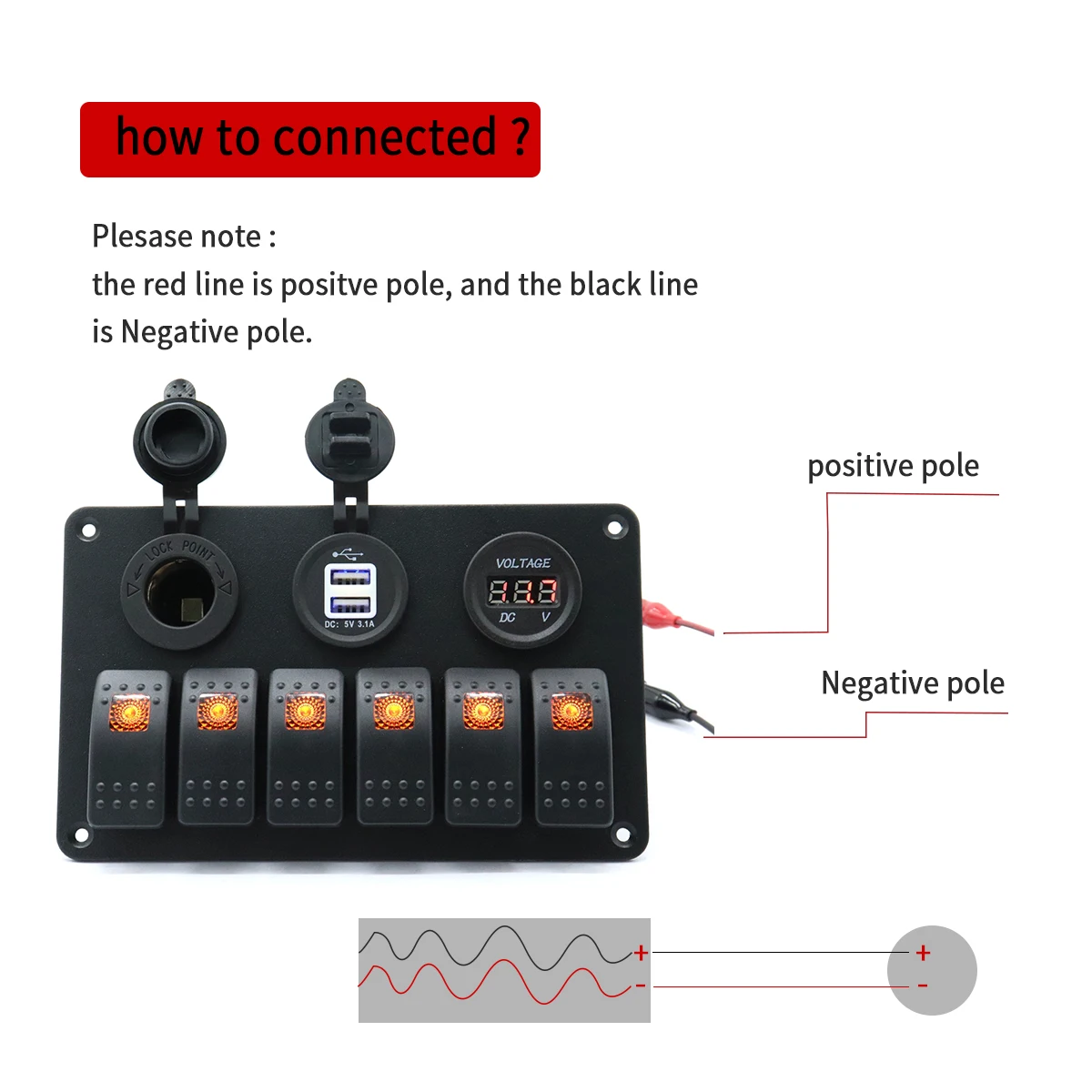 IZTOSS 12 V-24 V DC 6 Gang Авто морской катер Accessior RV Оранжевый Светодиодный переключатель кулисный переключатель Панель