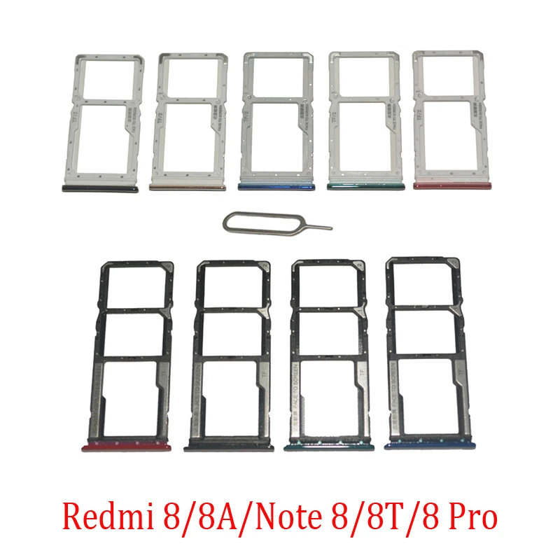 

Phone SIM SD Card Trays For Xiaomi Redmi 8 8A Note 8 Por 8T Original Phone SIM Chip Card Slot Holder Drawer Part + Pin