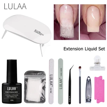 

Nail Fiber Extension Gel Set Liquid Reinforcement Repair Nail Fiber Sheet Set Lamp UV Dryer Nail File Manicure Professional Tool