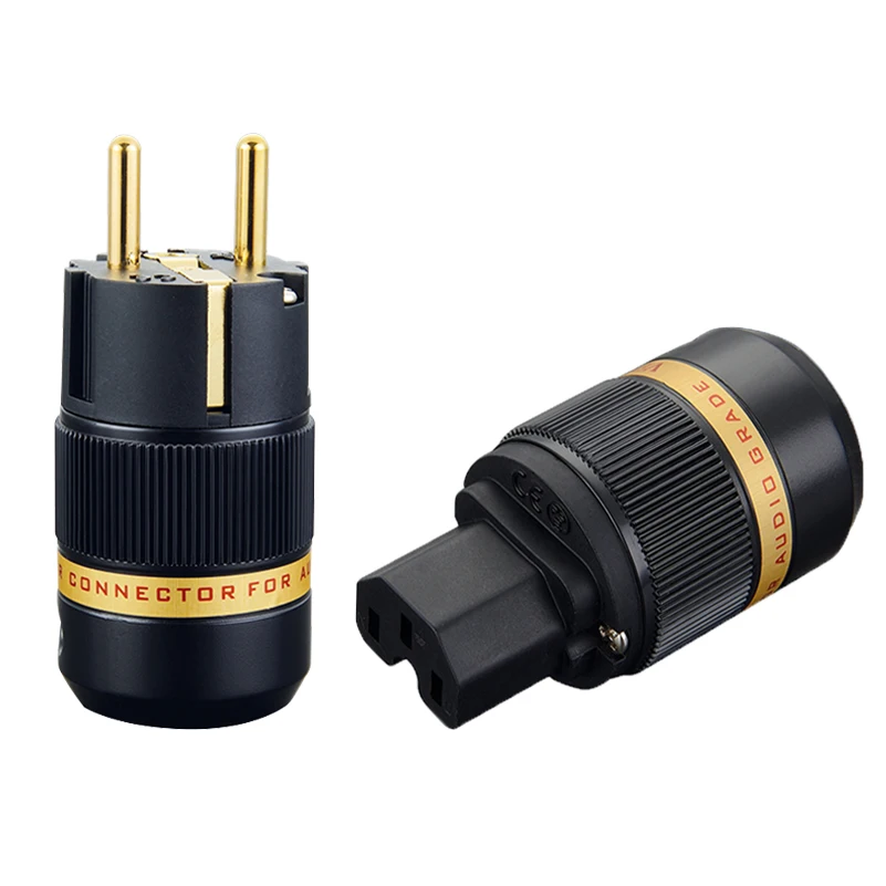 

2Pairs Viborg High Quality Gold Plated Schuko Male Power Plug+Figure 8 IEC Connector Male Female Plug