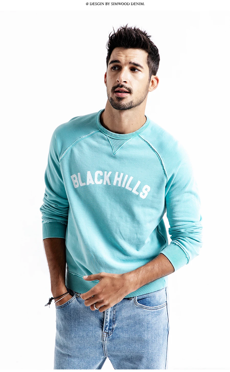 Мужское винтажное худи с вырезами SIMWOOD высококачественный свитшот из 100% хлопка в