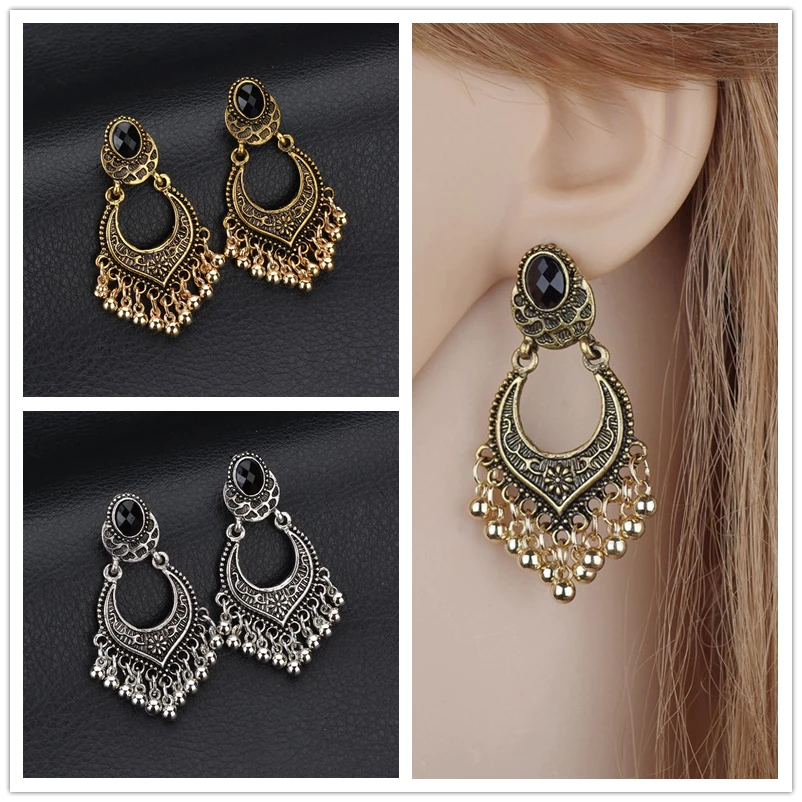 Богемные Асимметричные полые металлические овальные серьги подвески из бисера