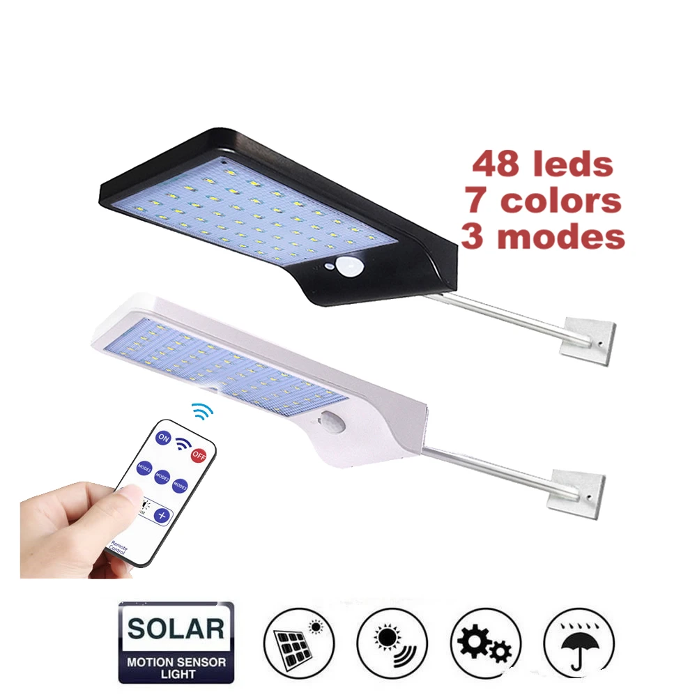 

remote Outdoor Led Light Wall Street Garden Security PIR Motion Sensor Solar Powered spot Lamp Waterproof IP65 Decorative w pole