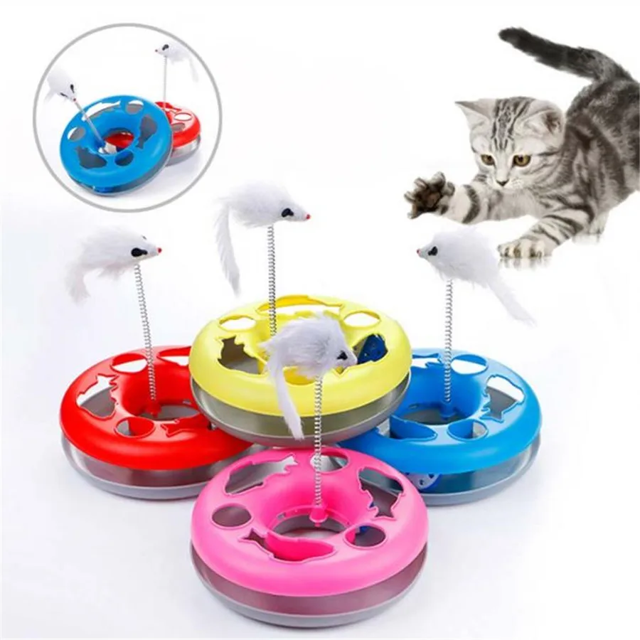 

Mouse Spring Cat Training Toy Single Layer Amusement Plate Cats Training Turntable Interactive Training Toys Pet Supplies 4