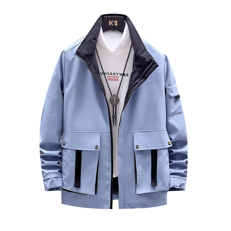 HCXY, корейский стиль, трендовая мужская повседневная куртка, пальто,, осенние мужские карго куртки, пальто с большими карманами, модная Рабочая одежда