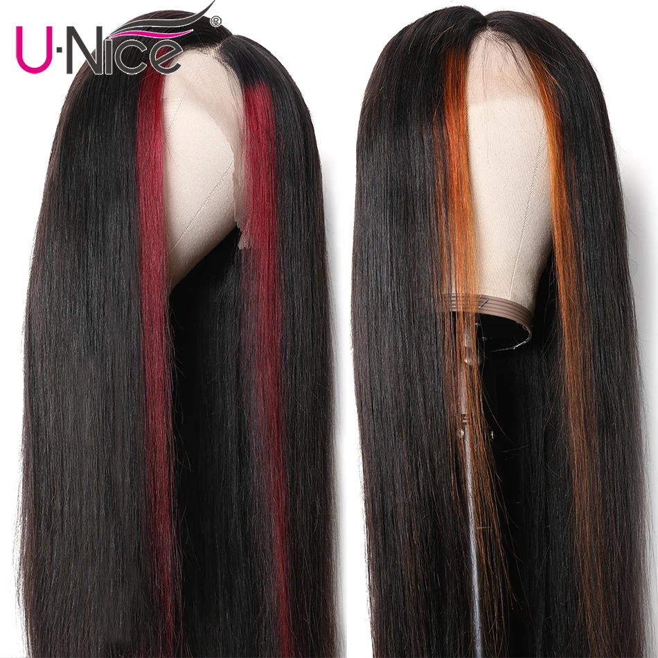 Волосы UNICE 13x4 Выделенные человеческие волосы на кружеве парики 8-2" бразильские прямые волосы парики Remy человеческие волосы парики половина вверх половина вниз