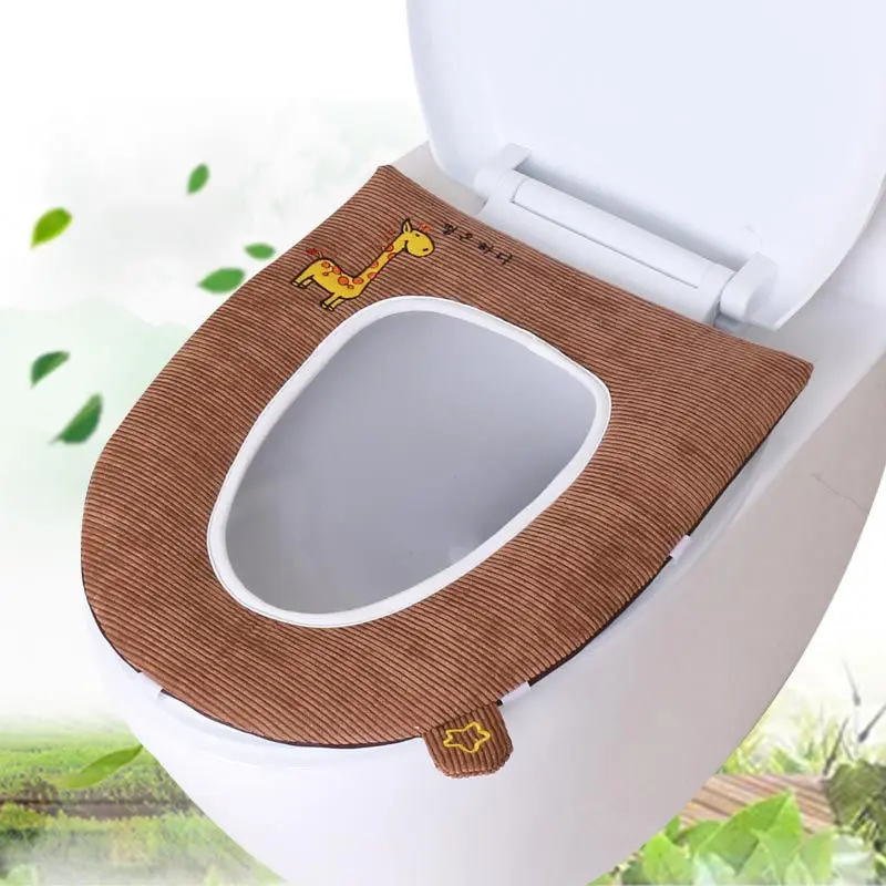 Glue brown deer С ручкой коврик для унитаза мультфильм коврик для унитаза молния коврик для унитаза водонепроницаемый Туалет утолщенная Подушка WC мягкая подушка - Цвет: Glue brown deer