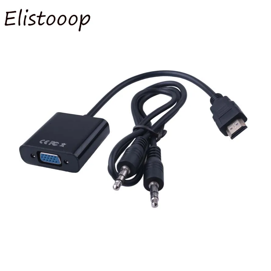 

Elistooop 2018 Male to Female HDMI VGA Video adaptor HDTV CRT Monitor TV for XBOX 360 PS3 HDMI to VGA 3.5mm plug Audio Cable