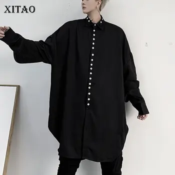 

XITAO Black Irregular Women Blouse Fashion New Single Breast 2019 Winter Full Sleeve Minority Casual Pleated Shirt GCC3046
