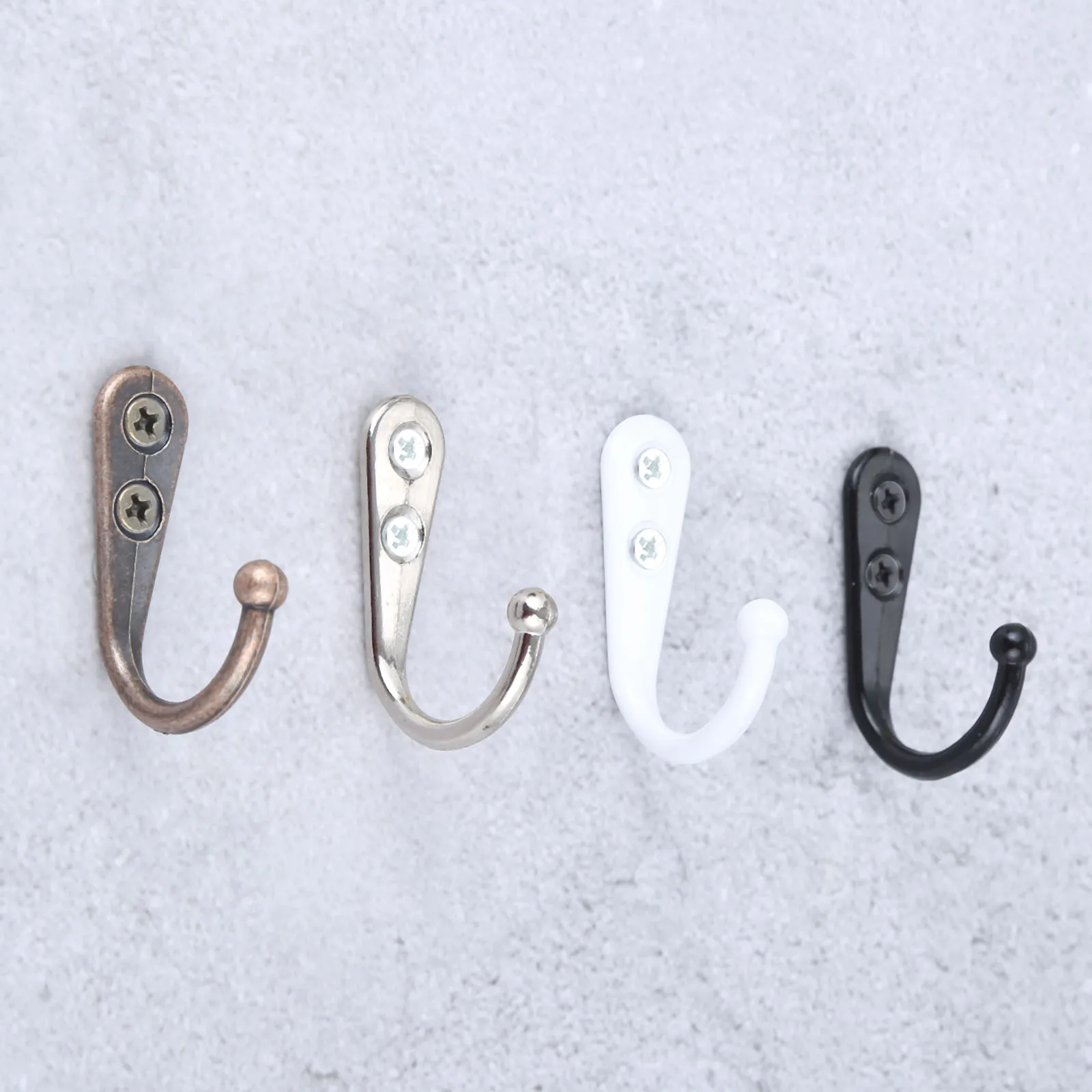 5pcs Zinc Alloy Hooks Wall/Door Mounted Hanger Retro w/screws Red Copper/Silver/Blcak/White Coat/Key/Bag/Towel/Hat Holder 44mm 3