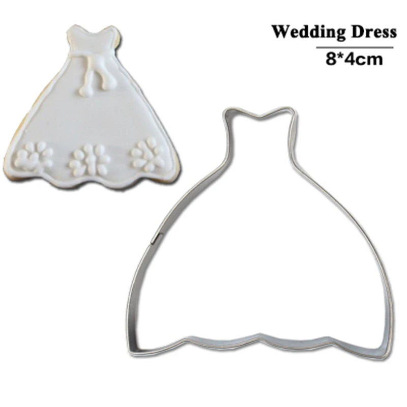 Dresses Cookie Tools Cutter Mould Biscuit Press Icing Set Stamp Mold Stainless Steel Dessert Decoration Kitchen Wholesale | Дом и сад
