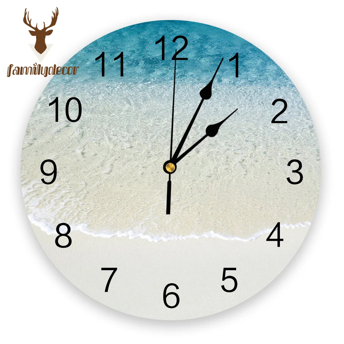 Sunshine Beach Wave Printed PVC Wall Clock Modern Design Home Decor