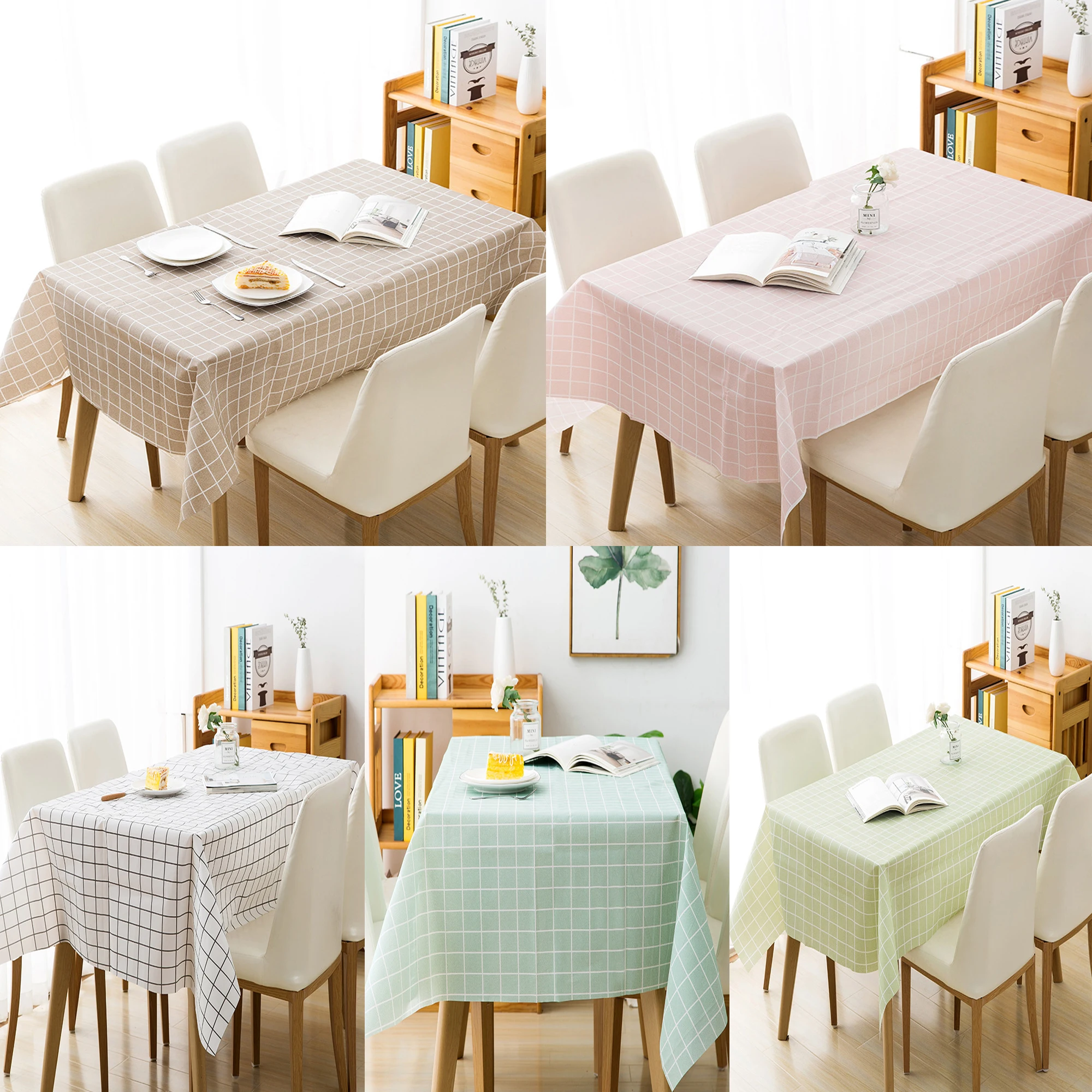 Waterproof Table Cloth Plaid Tablecloth Anti Scalding Table Cover Decor