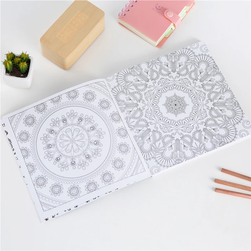 Zen Mandala Coloring Book with 12 Color Pencils for Stress Relief and Relaxation