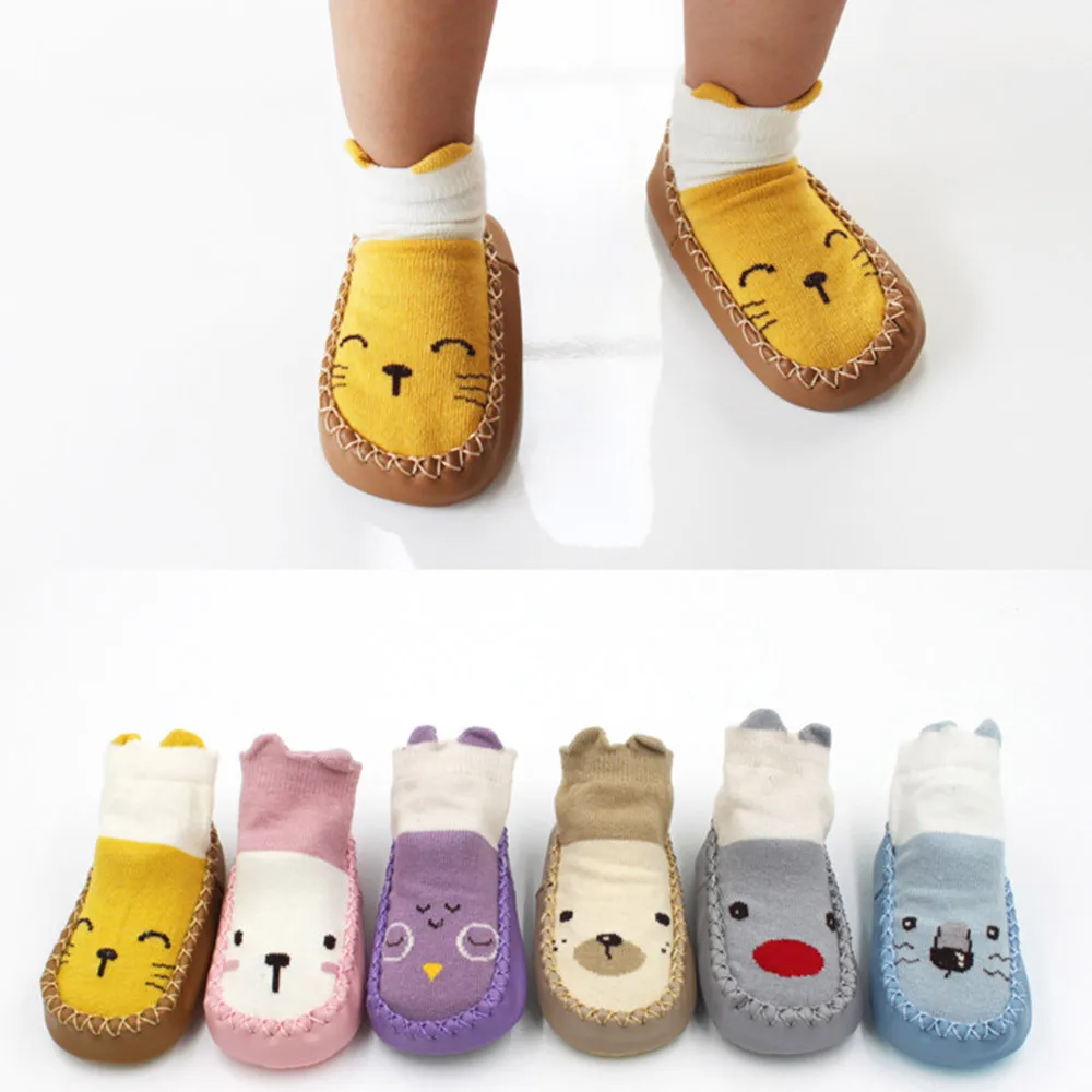 Newborn Baby Cartoon Toddler Baby Girl Boy Anti-Slip Socks Slipper Shoes Boots T