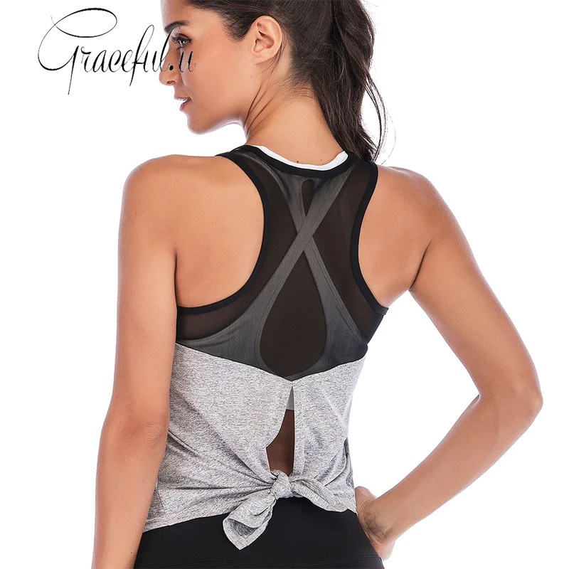 Сплит Хем Йога Топы женские без рукавов спортивный жилет сплошной кроп топ тренировки спортивные футболки для фитнеса бега зала одежда футболка
