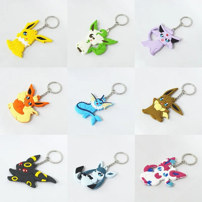 Eevee Vaporeon Jolteon Flareon Espeon Umbreon Leafeon Glaceon Sylveon 8 см pkm Аниме ПВХ брелок Подвески подарок на день рождения