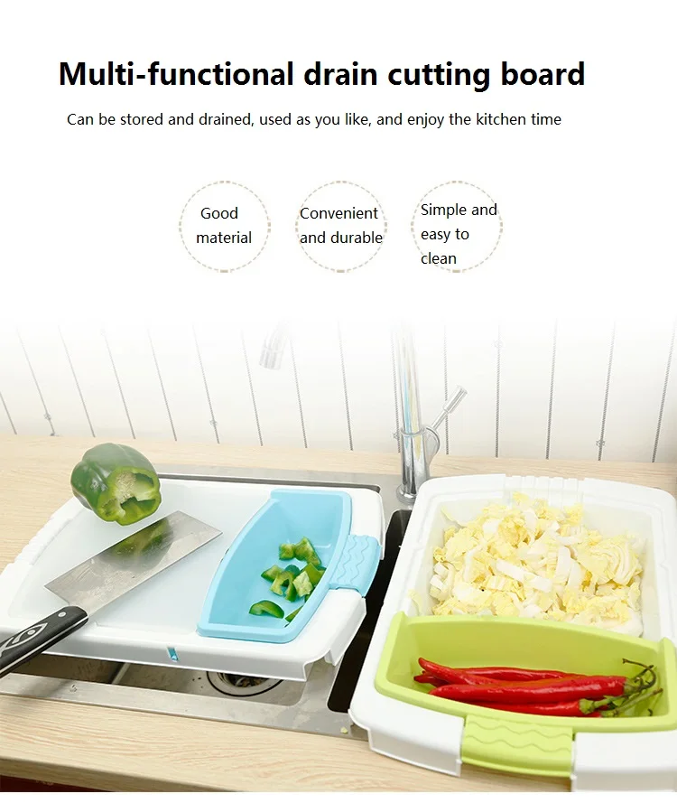 

2019 New Multifunction Kitchen Chopping Blocks Sinks Drain Basket Cutting Board Vegetable Meat Tools Chopping Board