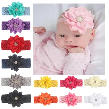 

New baby with diamond lotus leaf knitted broadband children's hair accessories headdress explosion Unisex