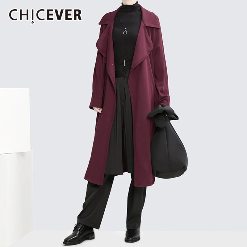 CHICEVER Корейская женская ветровка с отложным воротником и длинным рукавом