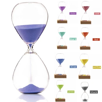 

9 Colors Glass Home Decoration Accessories Hourglass 5/30/60 Minutes Watch Glass Wood Sandglass Sand Clock Children Kids Gift