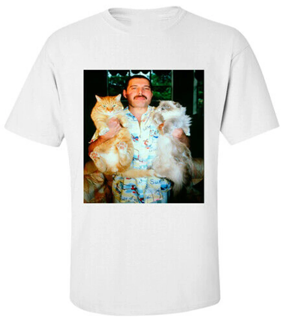 Camiseta FREDDIE MERCURY con gatos reina mediana, grande, camiseta XL moda todas estaciones - AliExpress Ropa de hombre