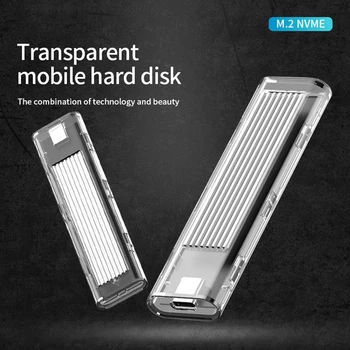 

M.2 SSD Box for NVME PCIE NGFF SATA M/B Key SSD Disk NVME SSD Enclosure M.2 to USB C Transparent Hard Drive Box 10Gbps