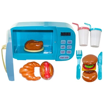 

Children Pretend Play Toys Electric Home Appliances Simulation Microwave Oven with Light Rotate Playset for Kids Microwave Oven